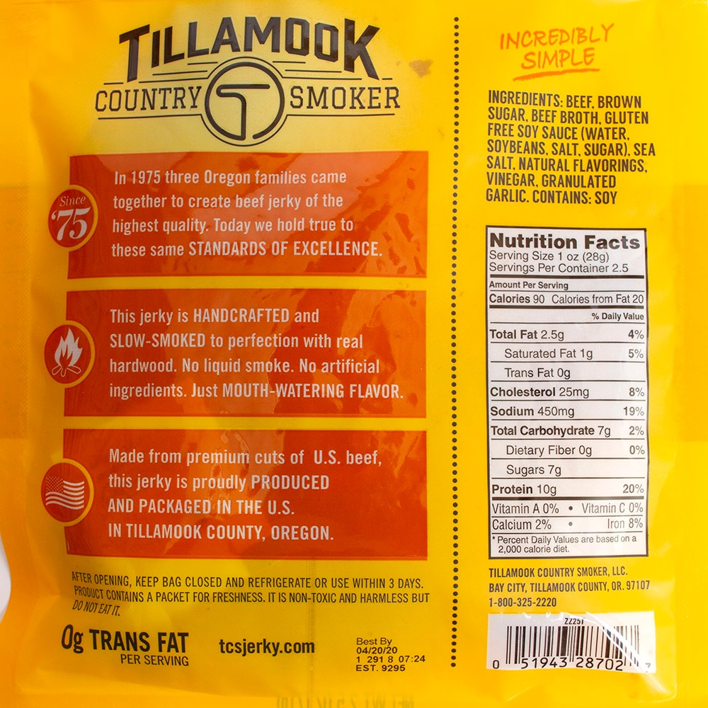 PNW/Oregon Spirit, Jerky/Meat Snacks, Food & Beverage, Tillamook, Country Smoker, Beef, Teriyaki, 2.5 ounce, 65288